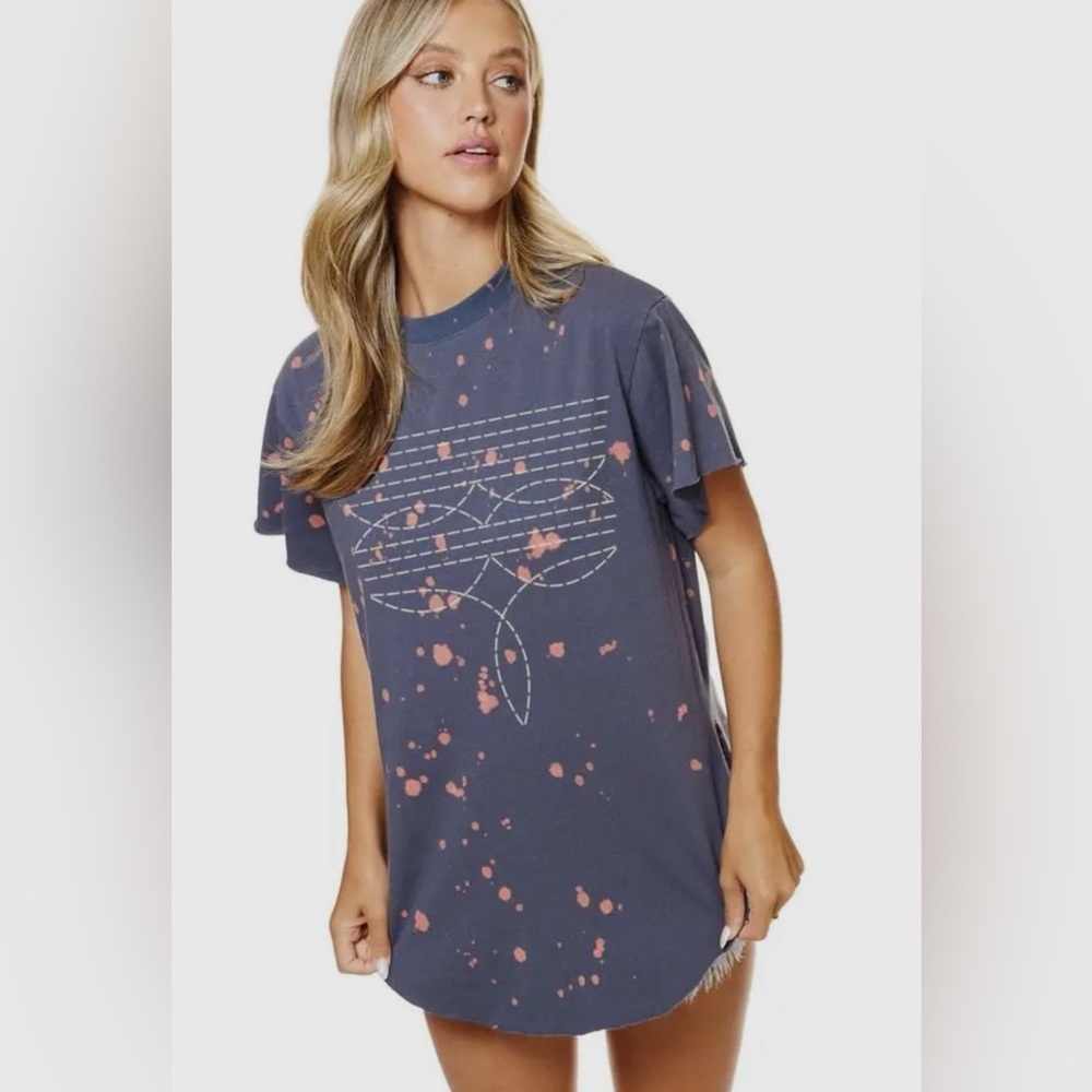 Boot Stitch Tee with Acid Splatter